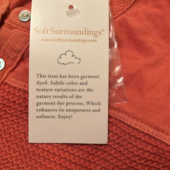 Soft Surroundings terracotta orange rust medium Henley top nwt cotton linen - Picture 8 of 10